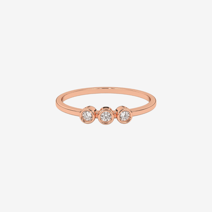 "Miriam" Three Bezel diamonds Stackable Ring - Goldie Paris Jewellery
