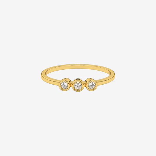 "Miriam" Three Bezel diamonds Stackable Ring - Goldie Paris Jewellery
