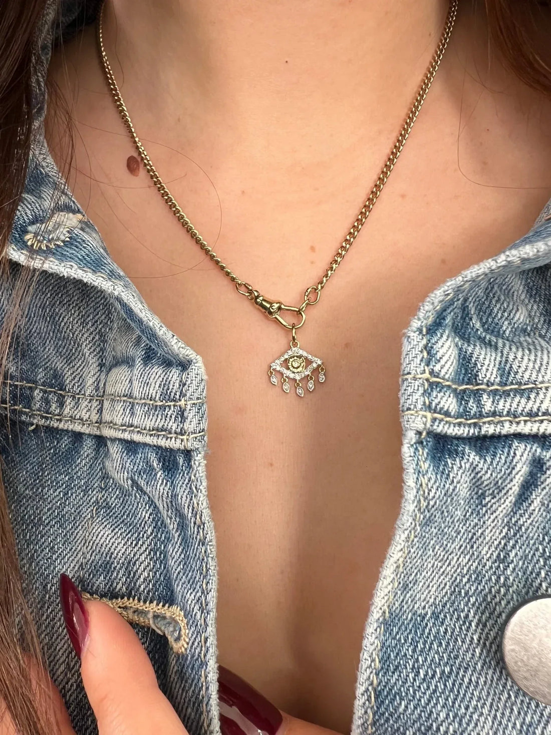 Naomi Evil Eye Floating Pendant - White Gold