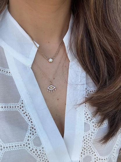 Naomi Evil Eye Floating Pendant - Goldie Paris Jewellery