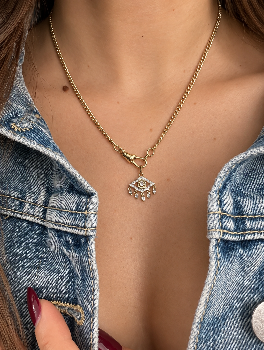Naomi Evil Eye Diamond Pendant •10K Solid Gold
