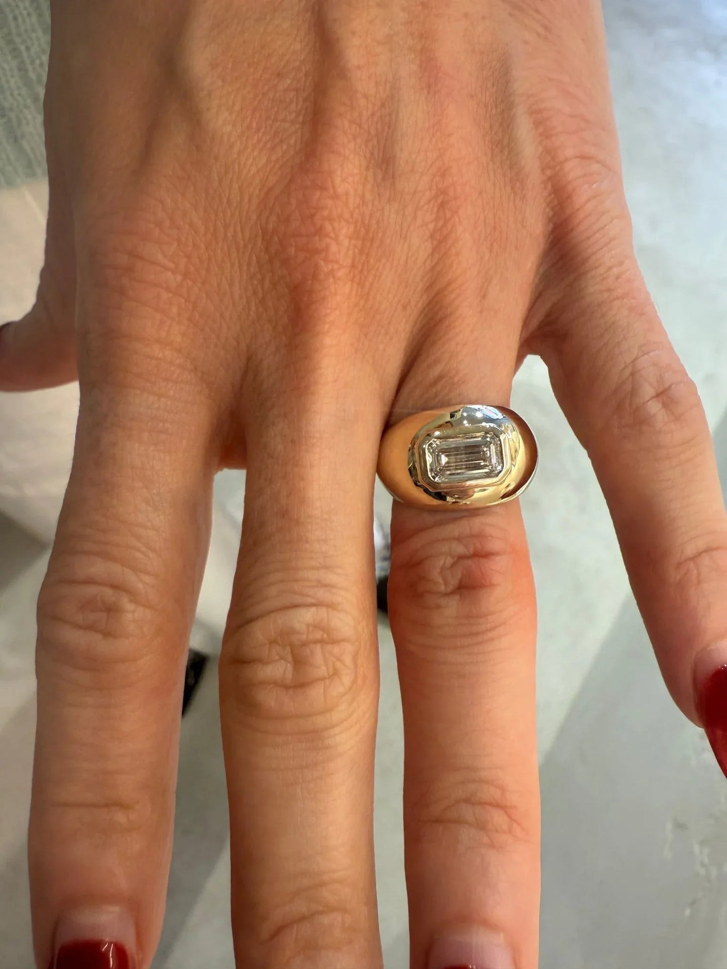 Naya Cloud Ring- Emerald cut Diamond - Goldie Paris Jewellery