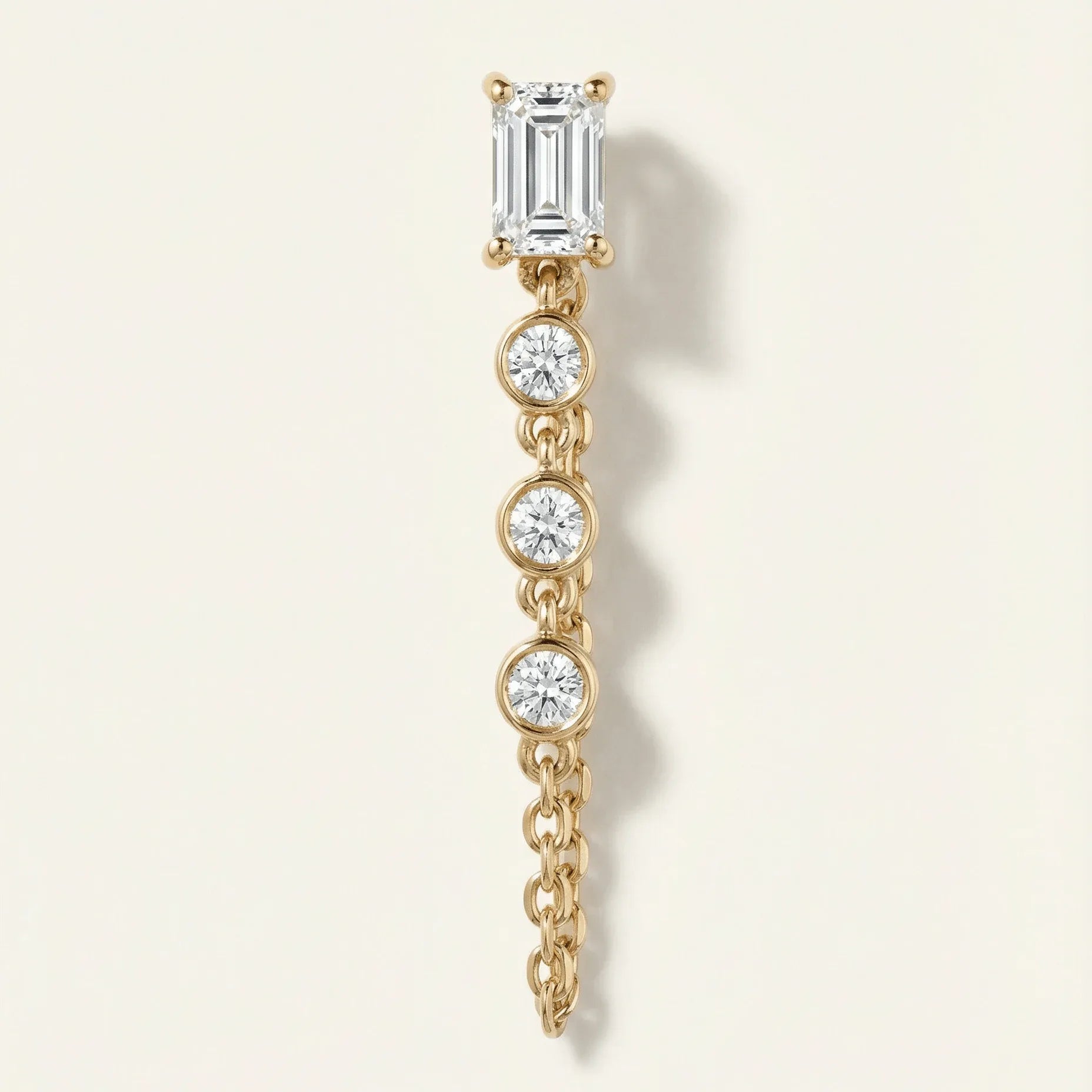 Nicky Baguette & Bezel Diamonds Chain Earring - Goldie Paris Jewellery