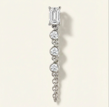 Nicky Baguette & Bezel Diamonds Chain Earring