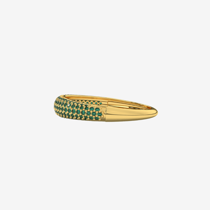 "Nilly" Dôme Pavé Diamond Ring - Emerald Green - Goldie Paris Jewellery