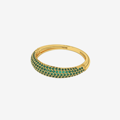 "Nilly" Dôme Pavé Diamond Ring - Emerald Green - Goldie Paris Jewellery