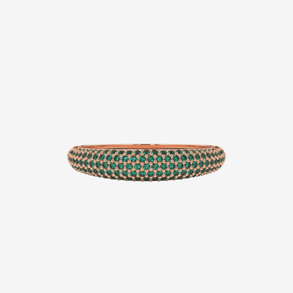 "Nilly" Dôme Pavé Diamond Ring - Emerald Green - Goldie Paris Jewellery
