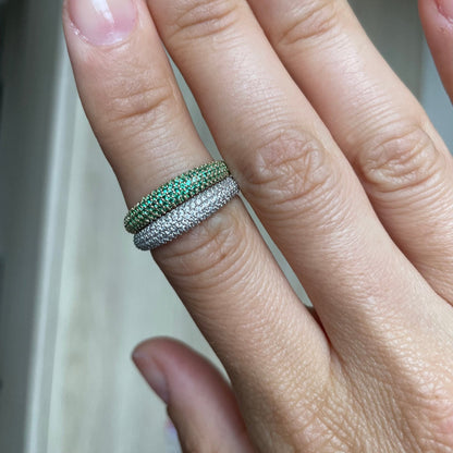 "Nilly" Dôme Pavé Diamond Ring - Emerald Green - Goldie Paris Jewellery