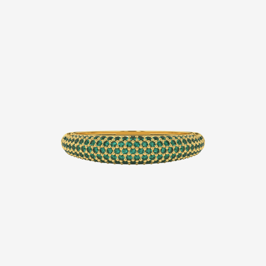 "Nilly" Dôme Pavé Diamond Ring - Emerald Green - Goldie Paris Jewellery