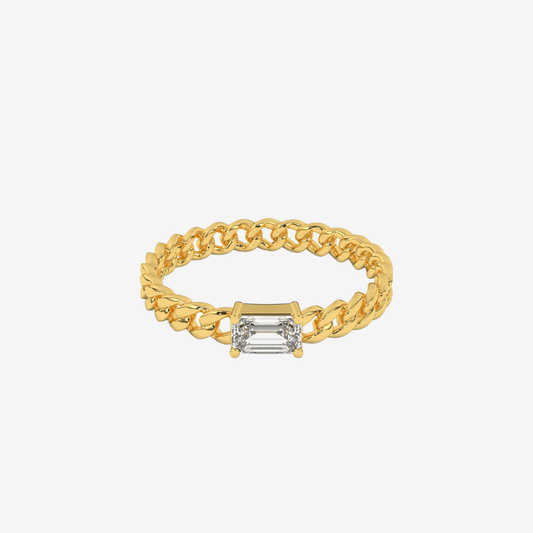 "Nina" Curb chain Link Diamond Ring - Goldie Paris Jewellery