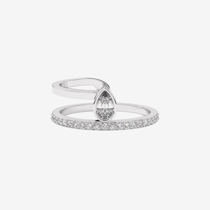 "Noa" Pear and Pavé Diamond Ring - Goldie Paris Jewellery