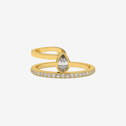 "Noa" Pear and Pavé Diamond Ring - Goldie Paris Jewellery