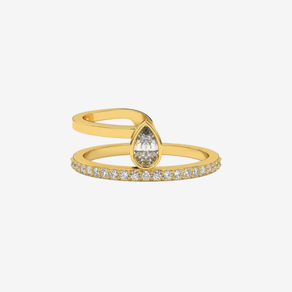 "Noa" Pear and Pavé Diamond Ring - Goldie Paris Jewellery