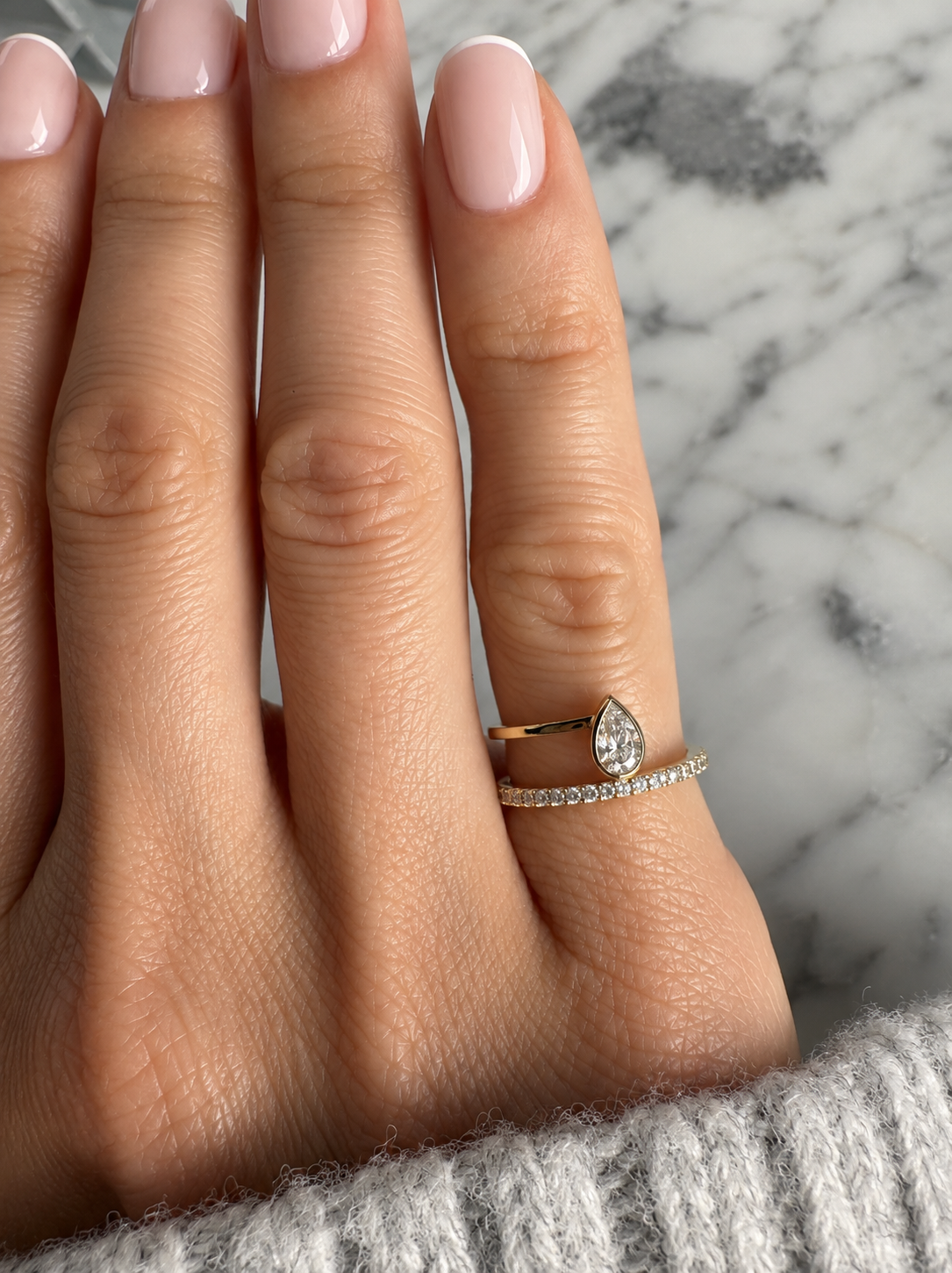 Noa Pear and Pavé Diamond Ring - - Jewelry - Goldie Paris Jewelry - Last Chance Ring