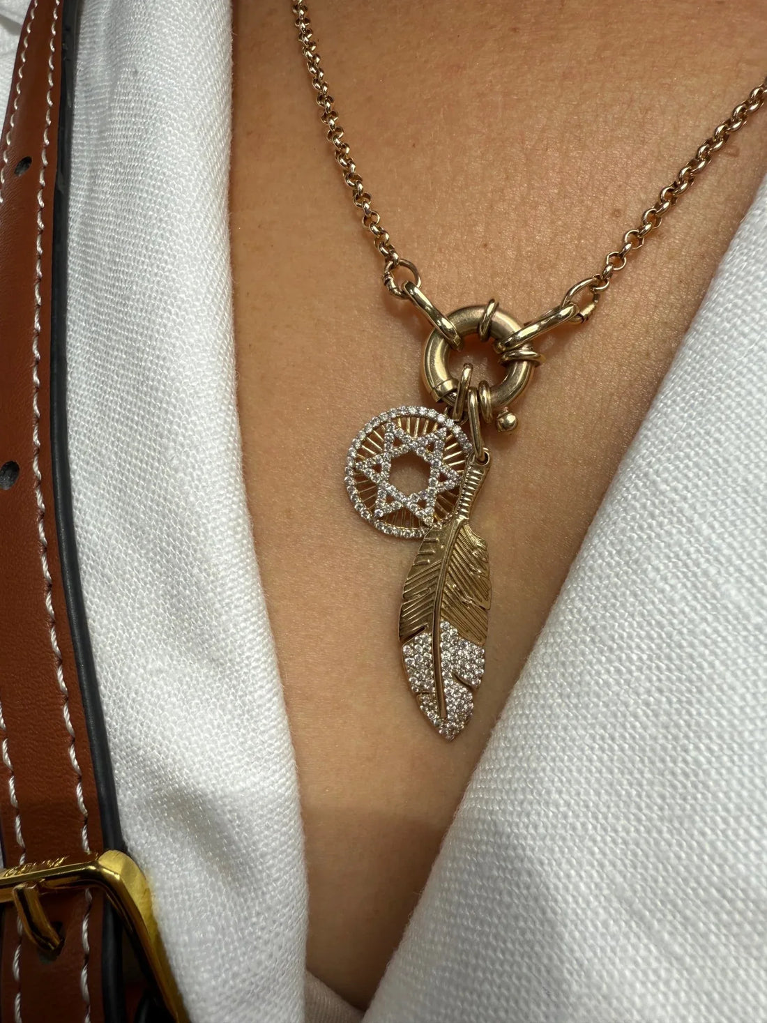 Norit Star of David Medallion Pendant with diamonds
