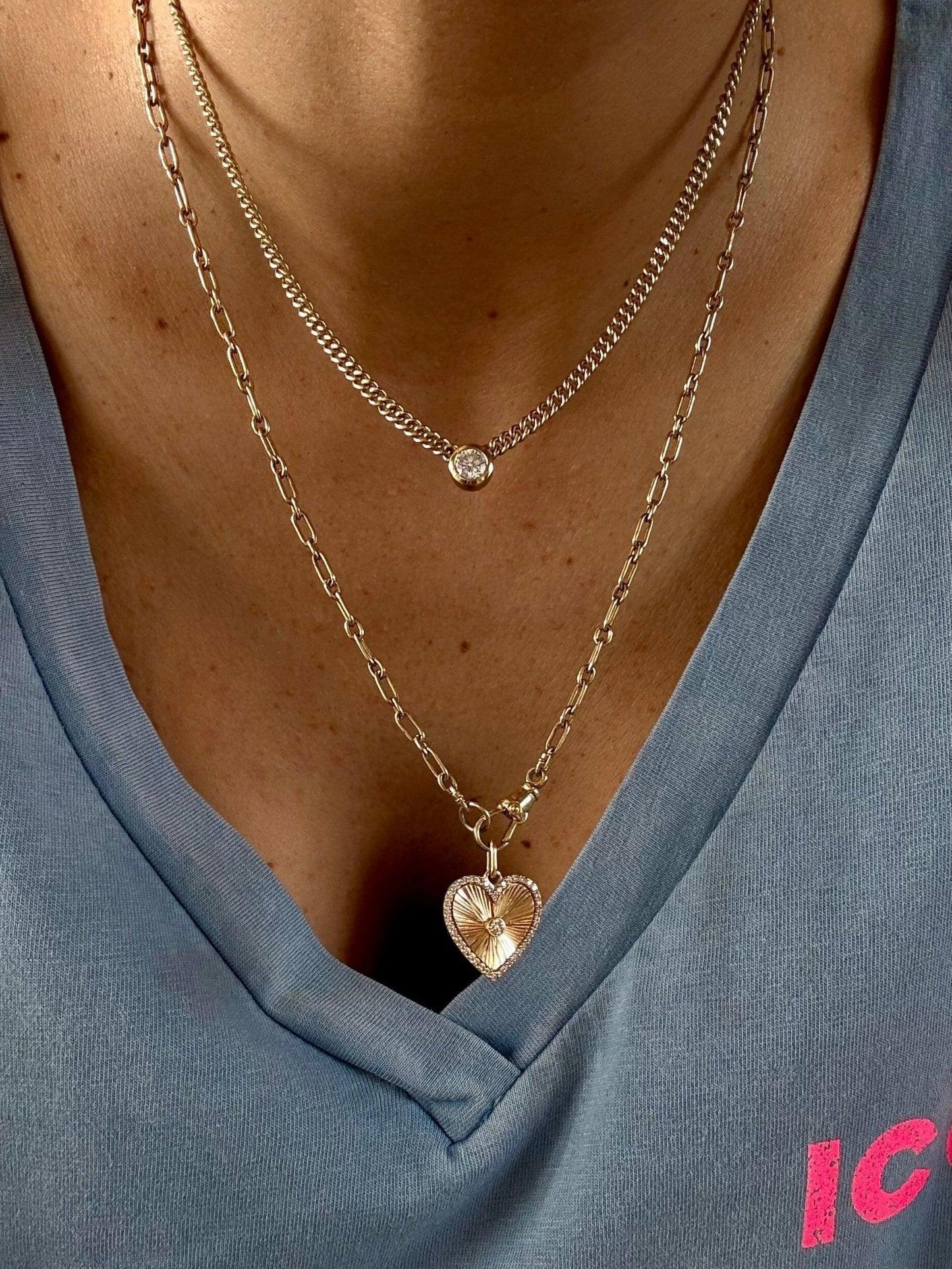 Paperclip Figaro Chain Necklace with Swivel Clasp - Goldie Paris Jewellery