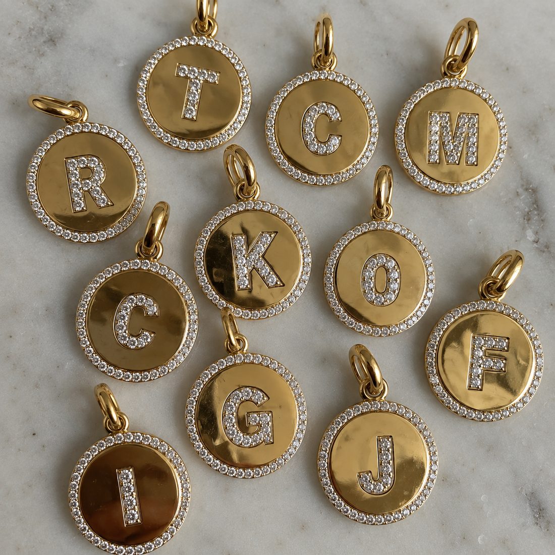 Diamond Letter Medallion Pendant • 10K Solid Yellow Gold - - Jewelry - Goldie Paris Jewelry - Moms Pendant