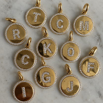 Diamond Letter Medallion Pendant • 10K Solid Yellow Gold - - Jewelry - Goldie Paris Jewelry - Moms Pendant