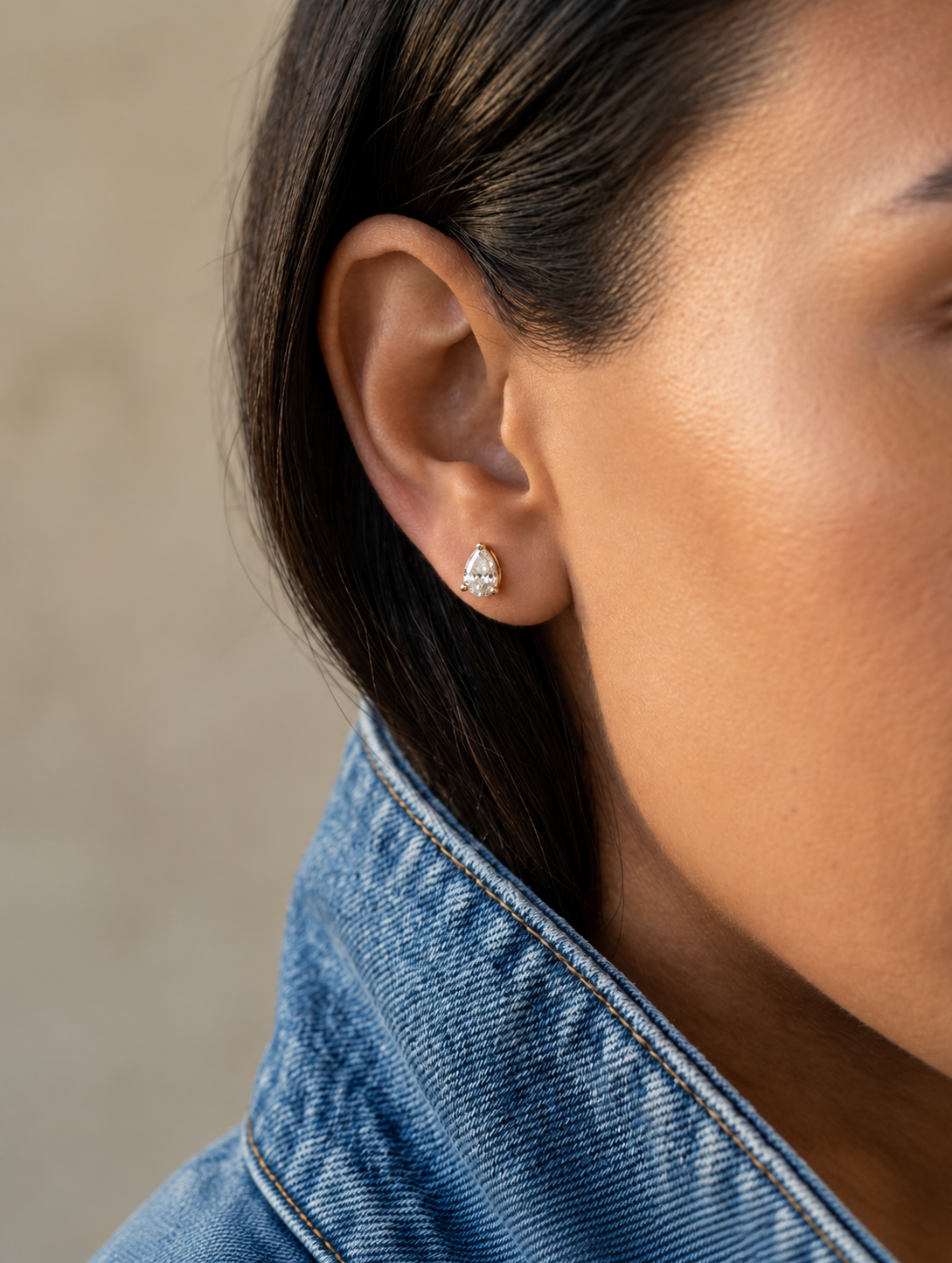 1ct Pear Diamond Stud Earrings • Pair • 9K Solid Yellow Gold - - Jewelry - Goldie Paris Jewelry - Earring New Arrivals