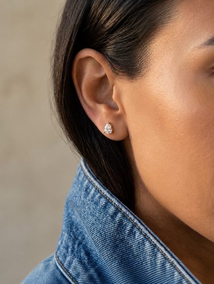 1ct Pear Diamond Stud Earrings • Pair • 9K Solid Yellow Gold - - Jewelry - Goldie Paris Jewelry - Earring New Arrivals