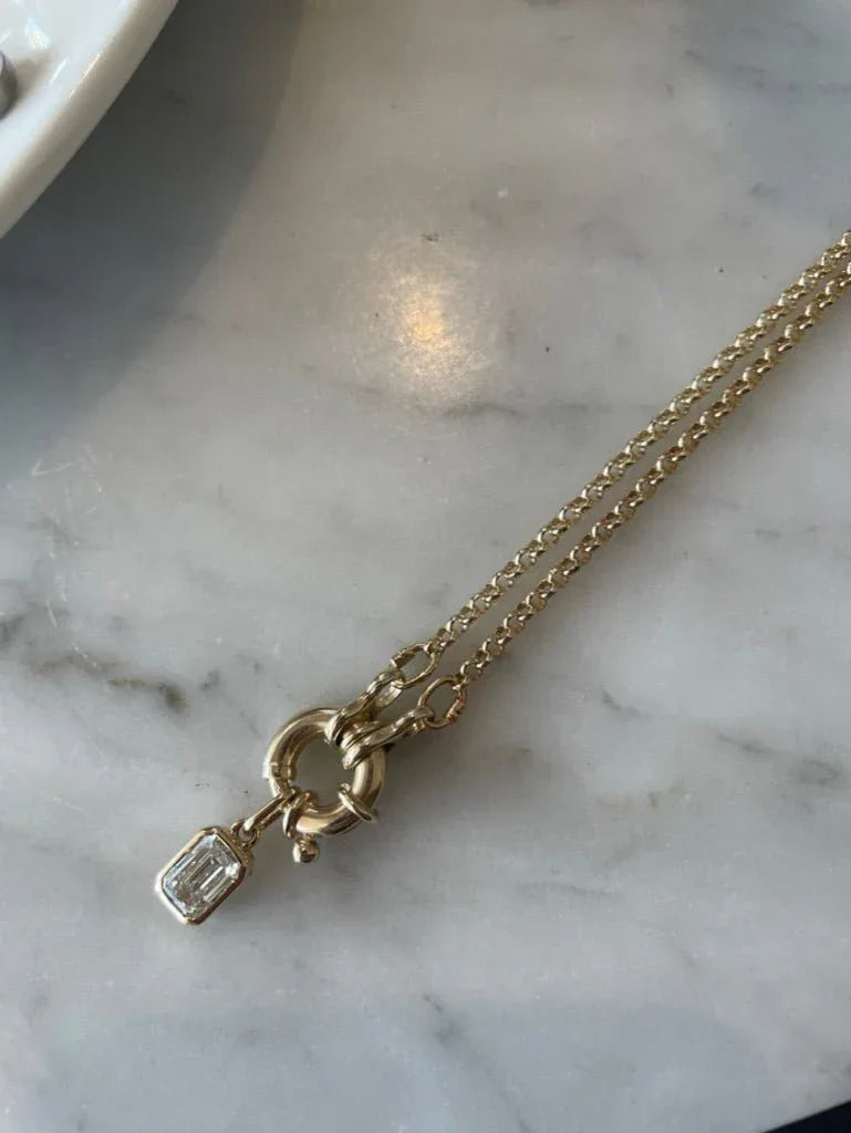 Radiant-cut Diamond Pendant -White Gold