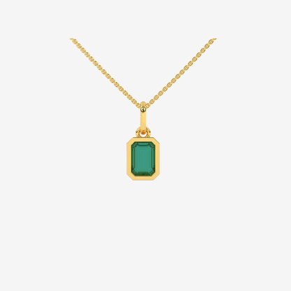 Radiant - cut Diamond Pendant - Green Emerald - Goldie Paris Jewellery