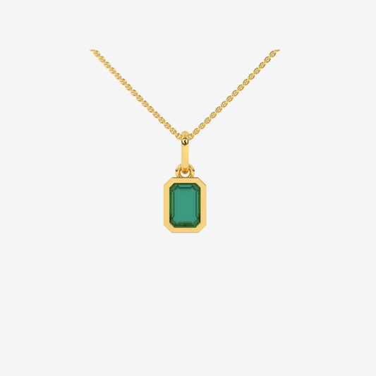 Radiant - cut Diamond Pendant - Green Emerald - Goldie Paris Jewellery