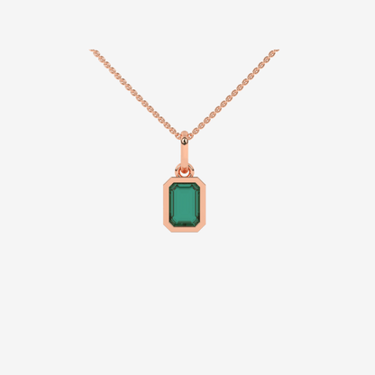 Radiant - cut Diamond Pendant - Green Emerald - Goldie Paris Jewellery