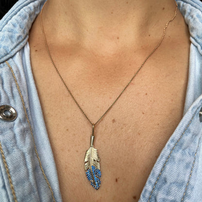 Sapphire Feather Pendant - Blue - Goldie Paris Jewellery