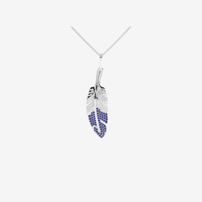 Sapphire Feather Pendant - Blue - Goldie Paris Jewellery