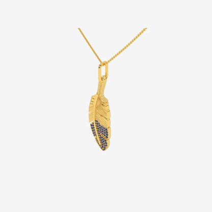 Sapphire Feather Pendant - Blue - Goldie Paris Jewellery
