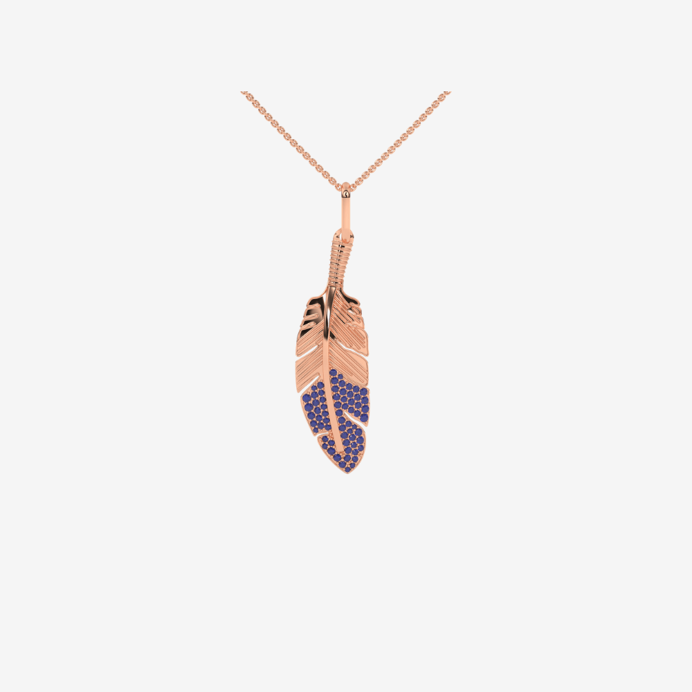 Sapphire Feather Pendant - Blue - Goldie Paris Jewellery