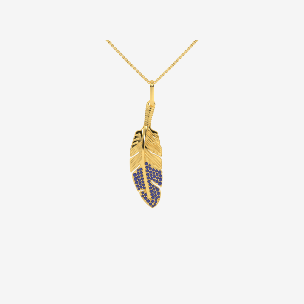 Sapphire Feather Pendant - Blue - Goldie Paris Jewellery