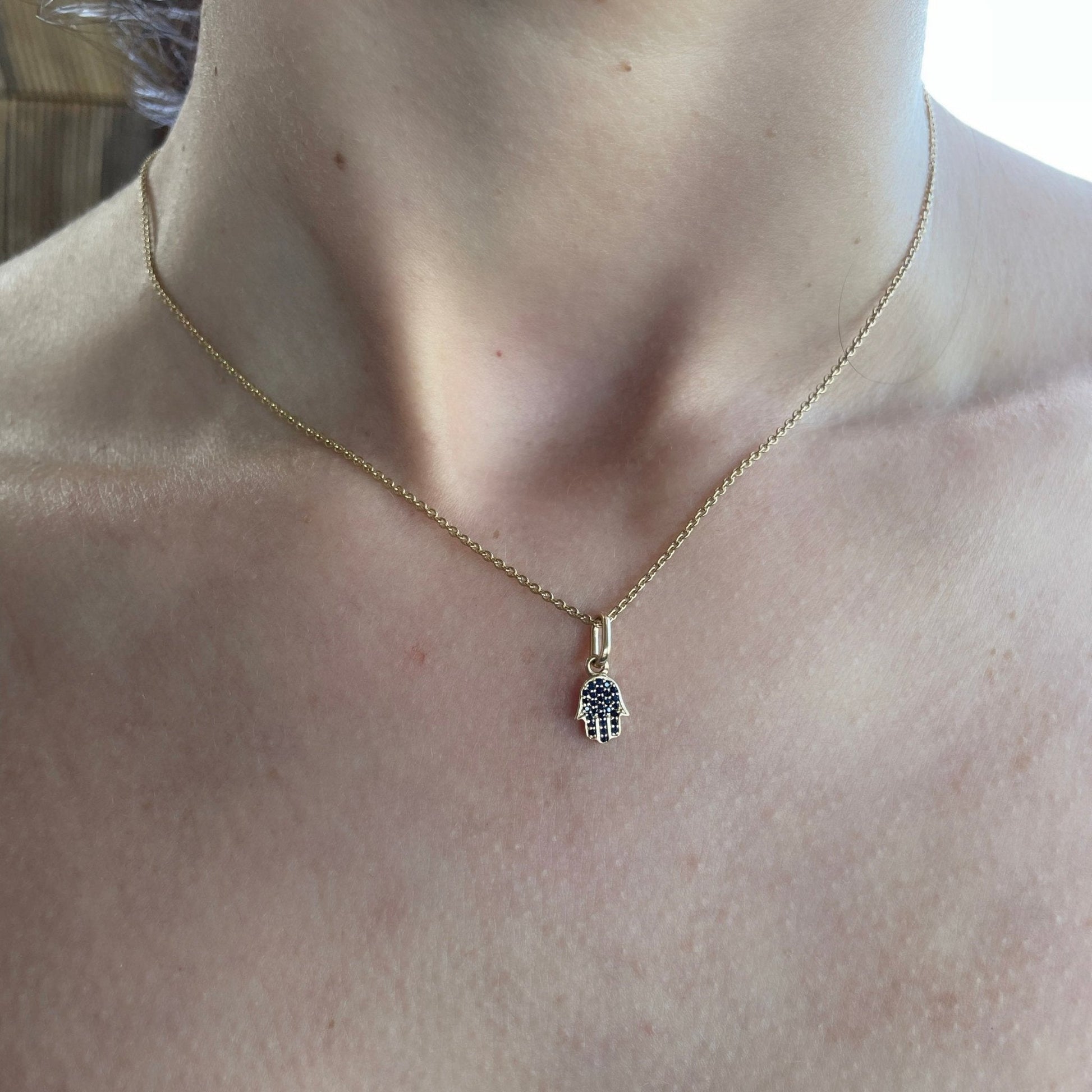 Sapphire Hamsa Pendant/ Charm - Goldie Paris Jewellery