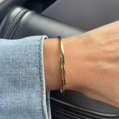 Shiri Wrap Solid Gold Bangle - Goldie Paris Jewellery