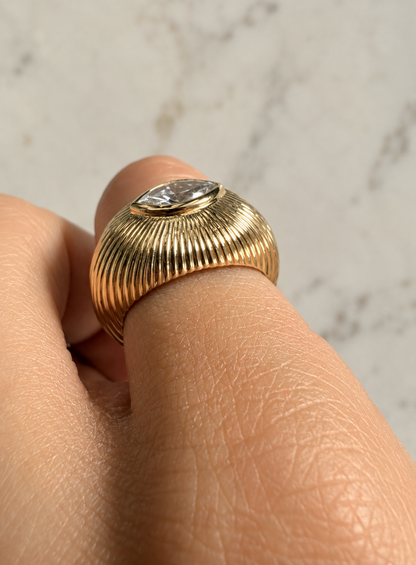 Siena Fluted Dome Diamond Ring - - Jewelry - Goldie Paris Jewelry - New Arrivals Ring statement