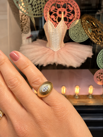 Siena Fluted Dome Diamond Ring - - Jewelry - Goldie Paris Jewelry - New Arrivals Ring statement