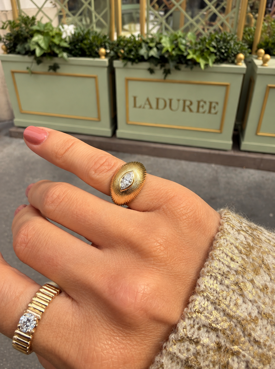 Siena Fluted Dome Diamond Ring - - Jewelry - Goldie Paris Jewelry - New Arrivals Ring statement