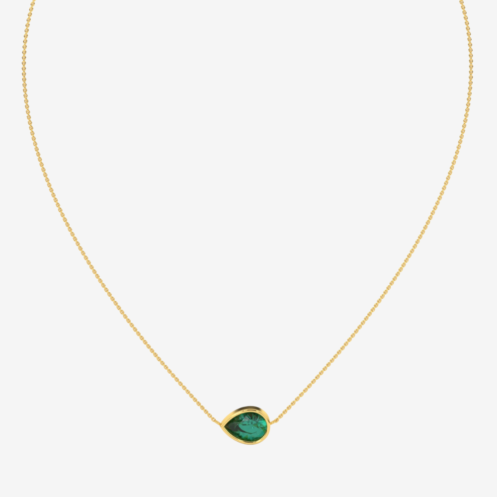 Single Pear Green Emerald Necklace - - Jewelry - Goldie Paris Jewelry - Necklace