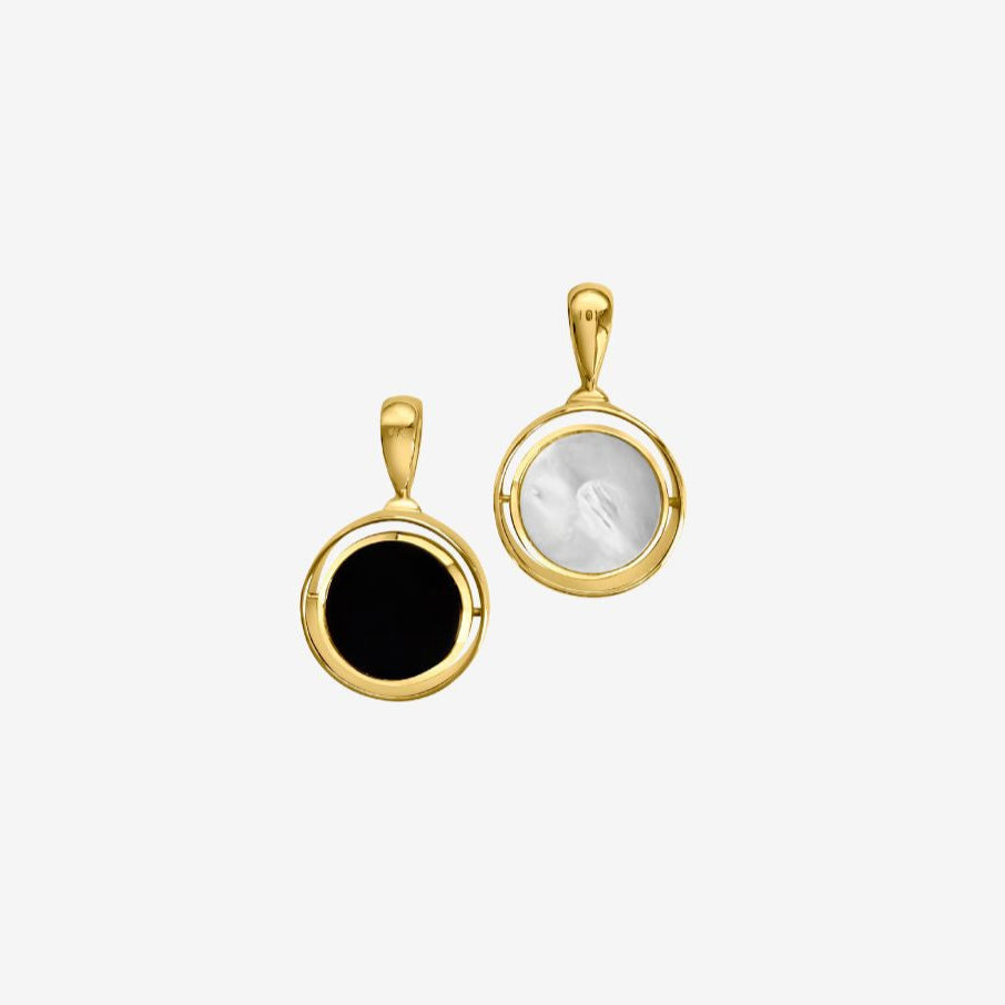 Justine Mother of Pearl & Onyx pendant (Reversible/ Double sided)