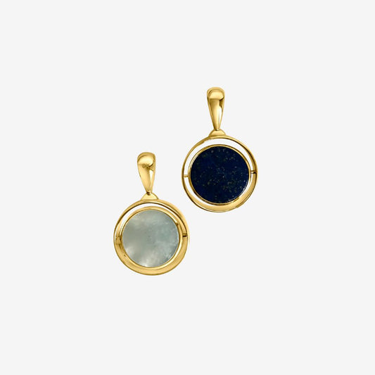 Justine Pendant Lapis & Mother of Pearl (Reversible/ Double sided)