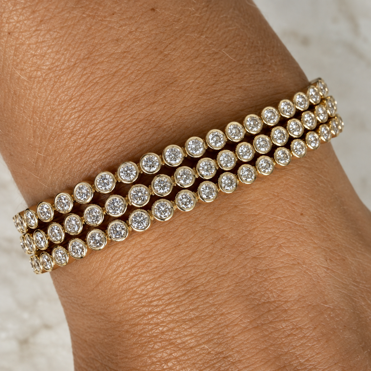 2 Carat Bezel Set Solid Gold Tennis Bracelet • 9K Solid Gold - - Jewelry - Goldie Paris Jewelry - Bracelet Moms New Arrivals