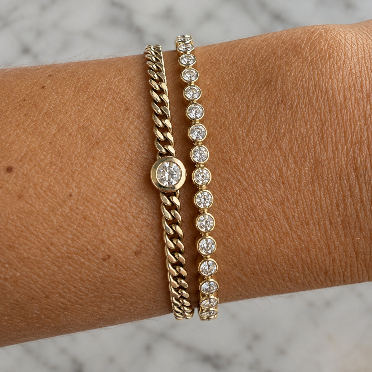 2 Carat Bezel Set Solid Gold Tennis Bracelet • 9K Solid Gold - - Jewelry - Goldie Paris Jewelry - Bracelet Moms New Arrivals