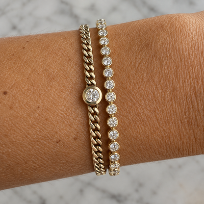 2 Carat Bezel Set Solid Gold Tennis Bracelet • 9K Solid Gold - - Jewelry - Goldie Paris Jewelry - Bracelet Moms New Arrivals
