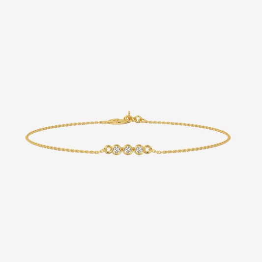 Three Bezel set Diamonds Bracelet - Goldie Paris Jewellery