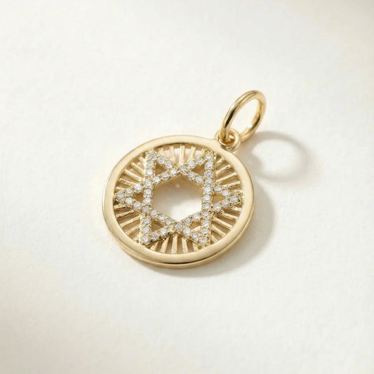 Eden Star of David Medallion Pendant with diamonds - Goldie Paris Jewellery
