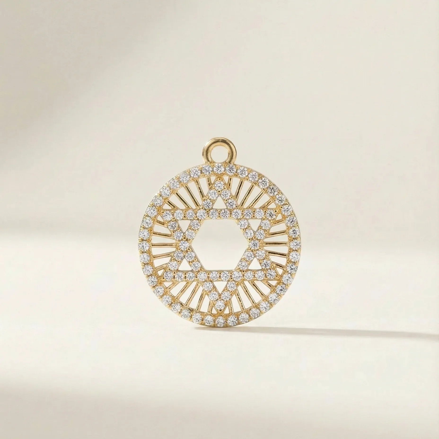 Norit Star of David Medallion Pendant with diamonds all around - Goldie Paris Jewellery