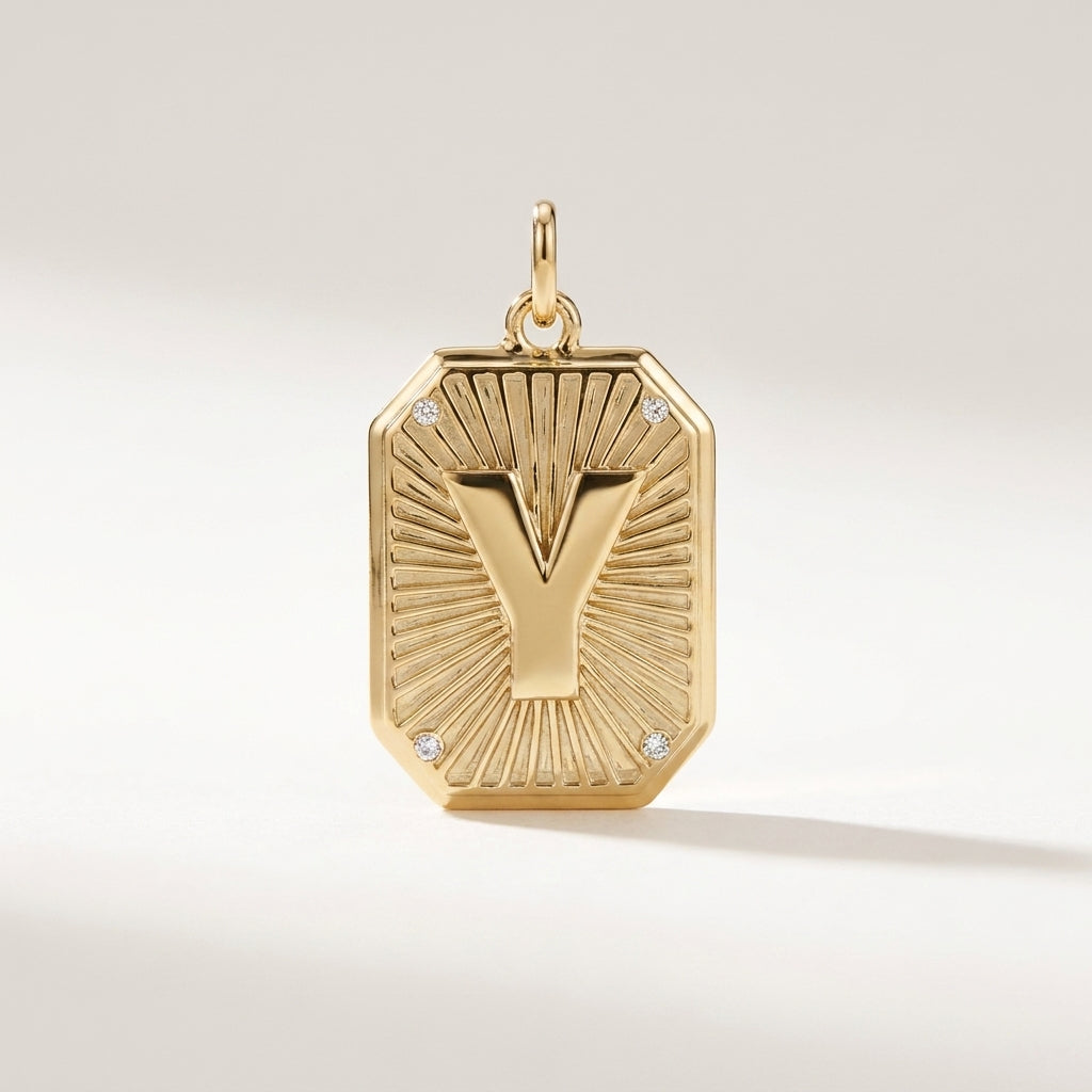 Letter Fluted Pendant Dogtag