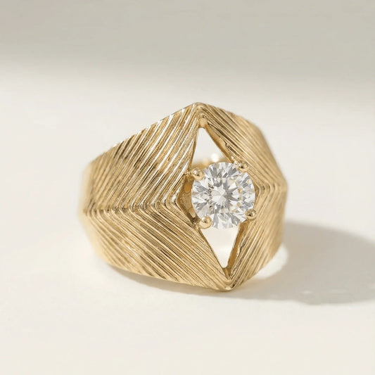 Yasmine Fluted Diamond Ring - Goldie Paris Jewellery