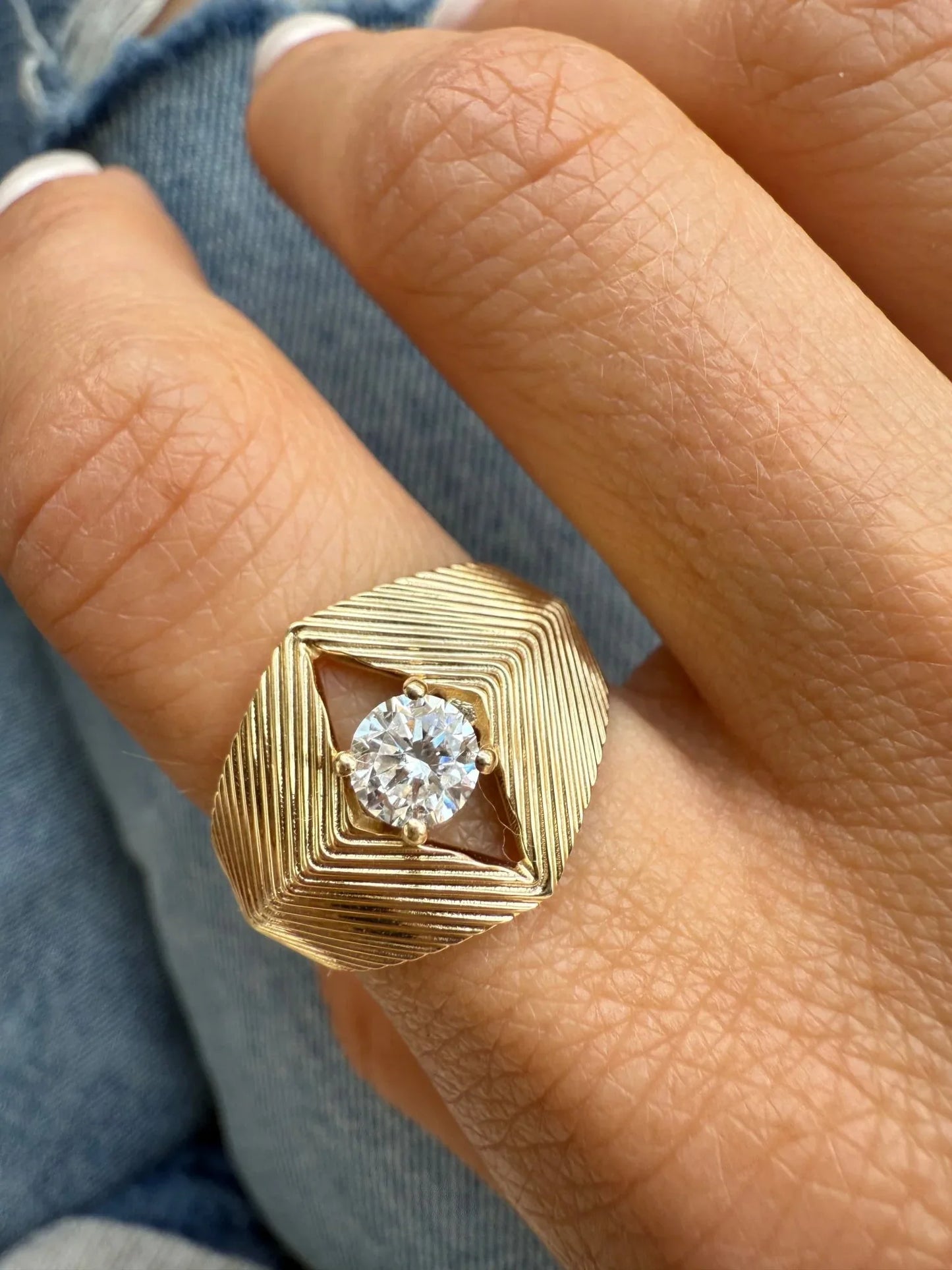 Yasmine Fluted Diamond Ring - Goldie Paris Jewellery